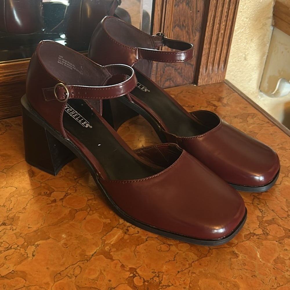 Seychelles Red Mary Jane Ankle Strap Chunky Block Heel Faux Leather Raquel Sz 10 - Picture 2 of 6